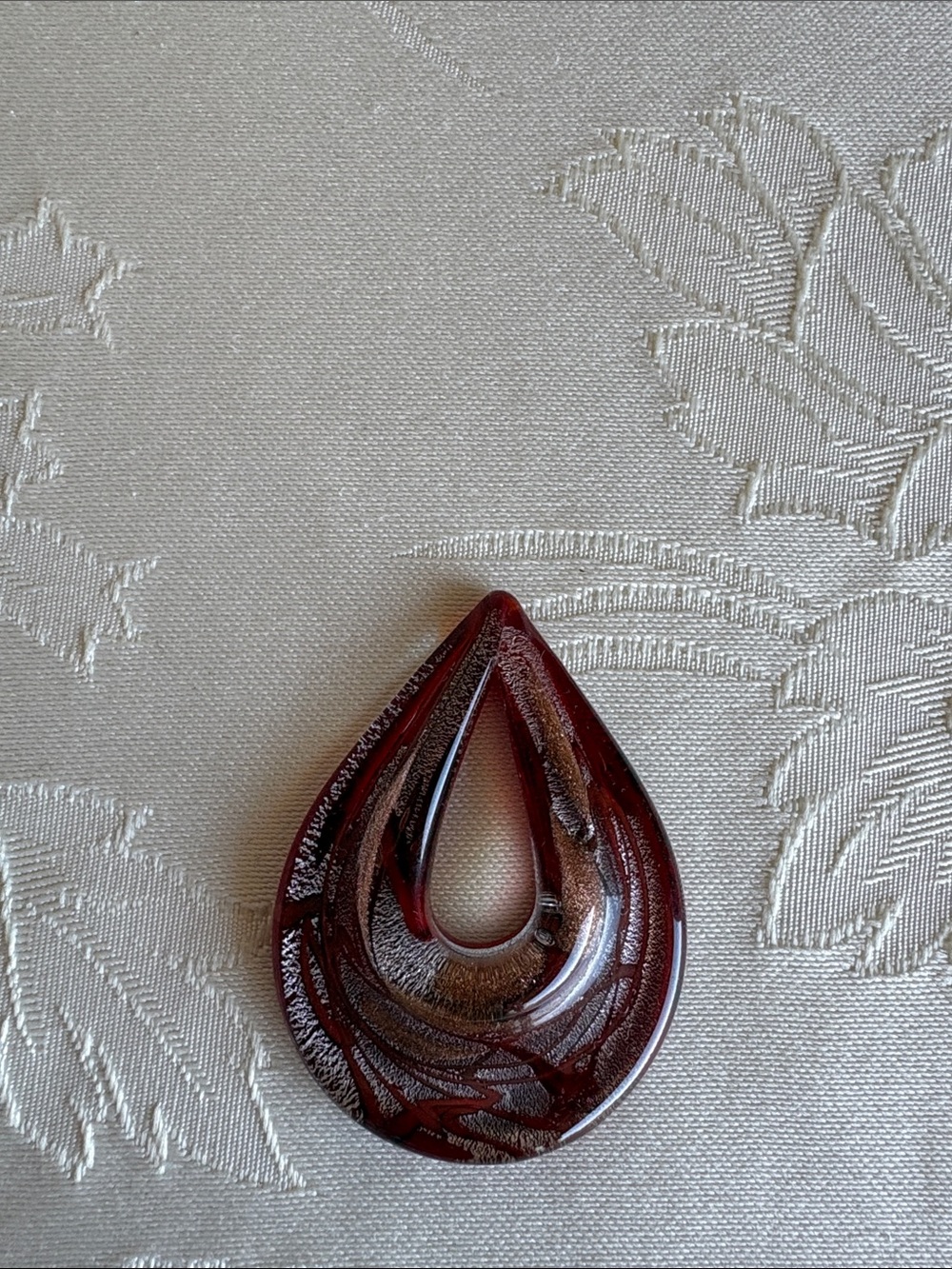 Handcrafted Teardrop Glass Pendant - Deep Burgundy